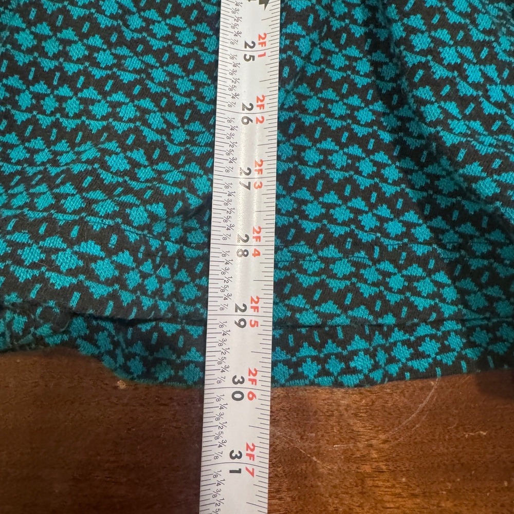 Vintage Carole Little Saint-Tropez West Teal Black Geometric Midi Skirt Size 8 - Picture 7 of 9